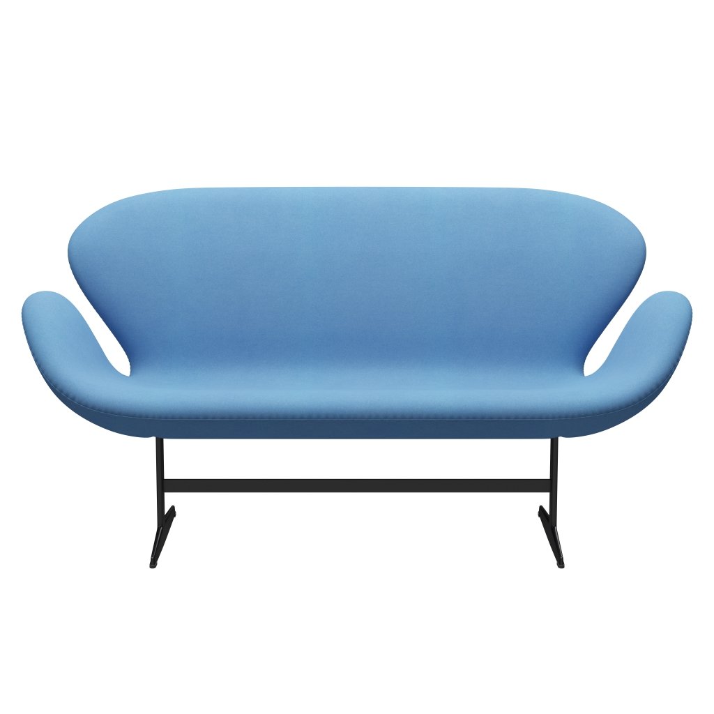 Fritz Hansen Canapé de cygne 2 places, laquée noire / divina bleu clair (712)