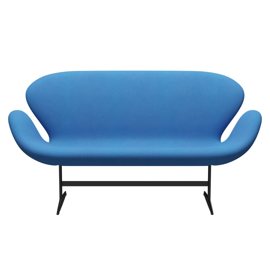 Fritz Hansen Swan Sofa 2 sæta, svartur lakkaður/divina ljósblár (742)