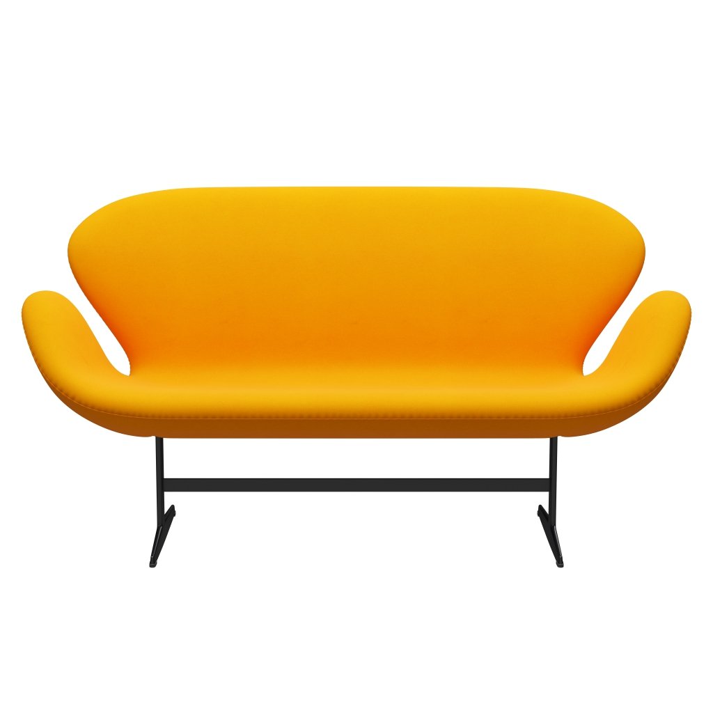 Fritz Hansen Swan Sofa 2 seters, svart lakkert/Divina Orange (426)