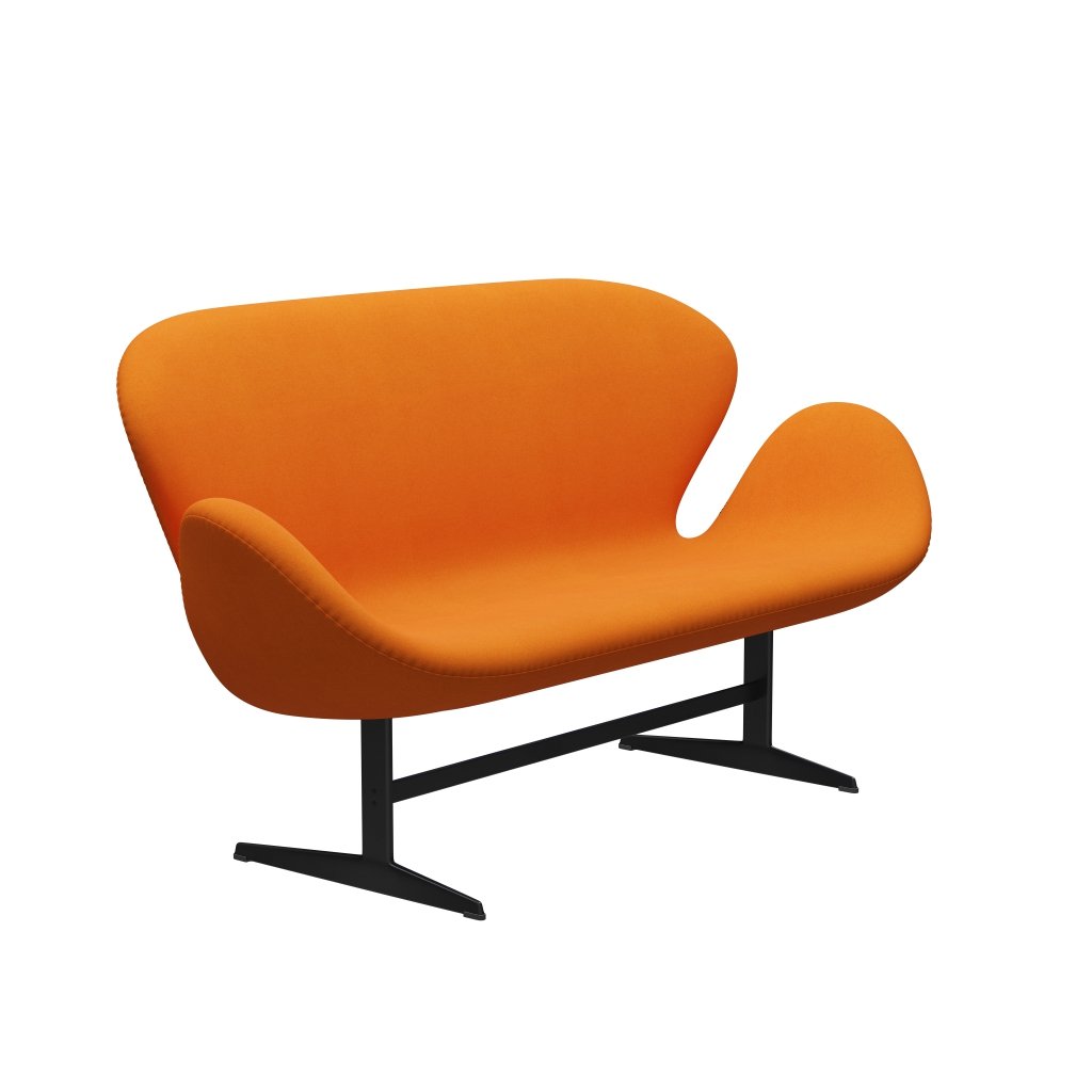 Fritz Hansen Swan Sofa 2 seters, svart lakkert/Divina Orange (444)