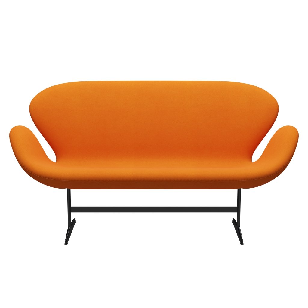 Fritz Hansen Swan Sofa 2 Seater, Black Lacquered/Divina Orange (444)