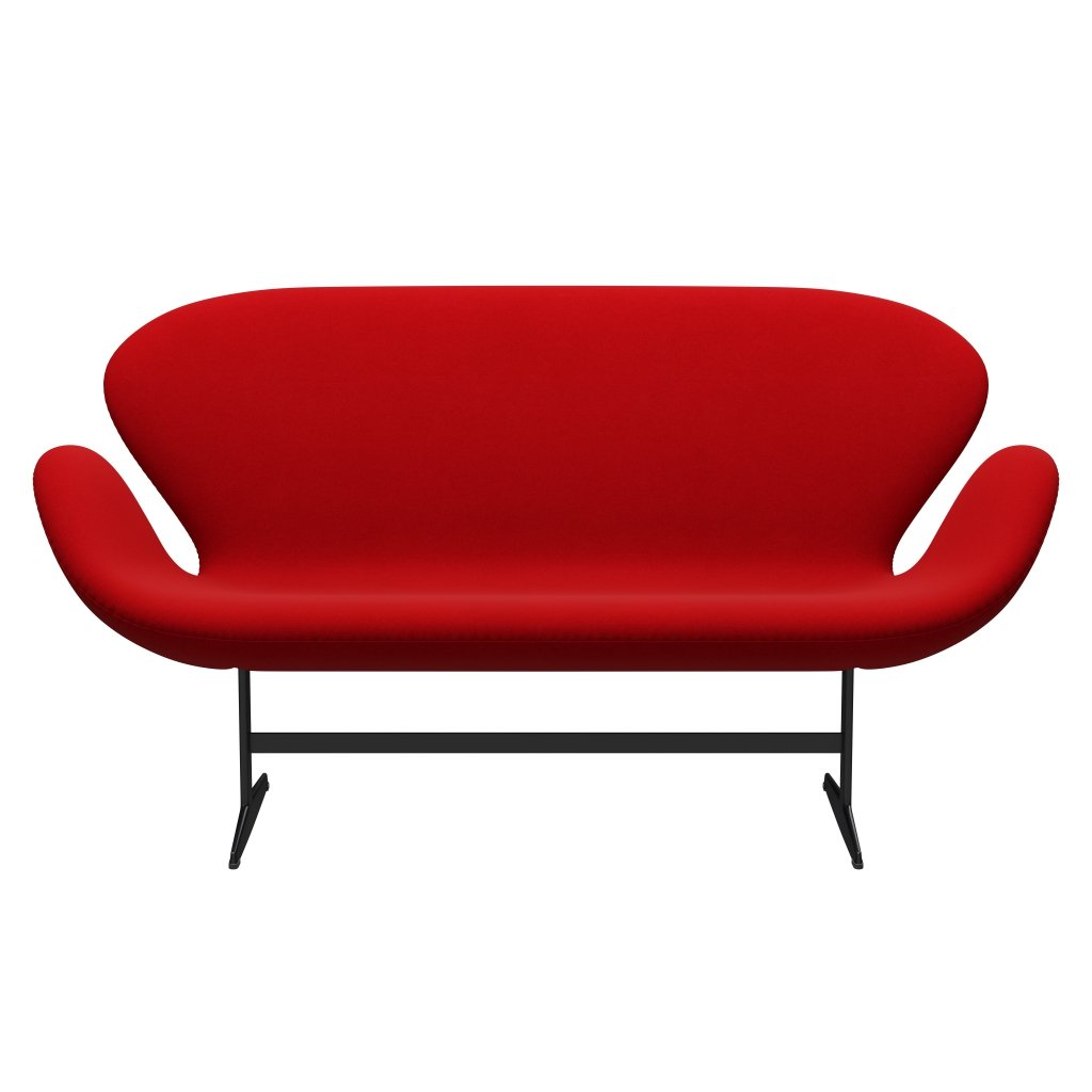 Fritz Hansen Swan Sofa 2 seters, svart lakkert/divina rød (623)