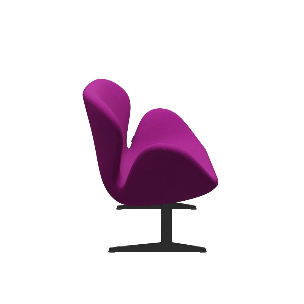 Fritz Hansen Swan Sofa 2-Sitzer, Schwarz Lackiert/Divina Violett (666)