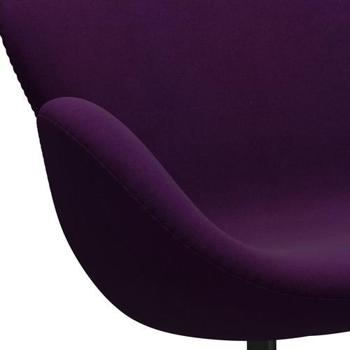 Fritz Hansen Swan Sofa 2-Sitzer, Schwarz Lackiert/Divina Violett (696)