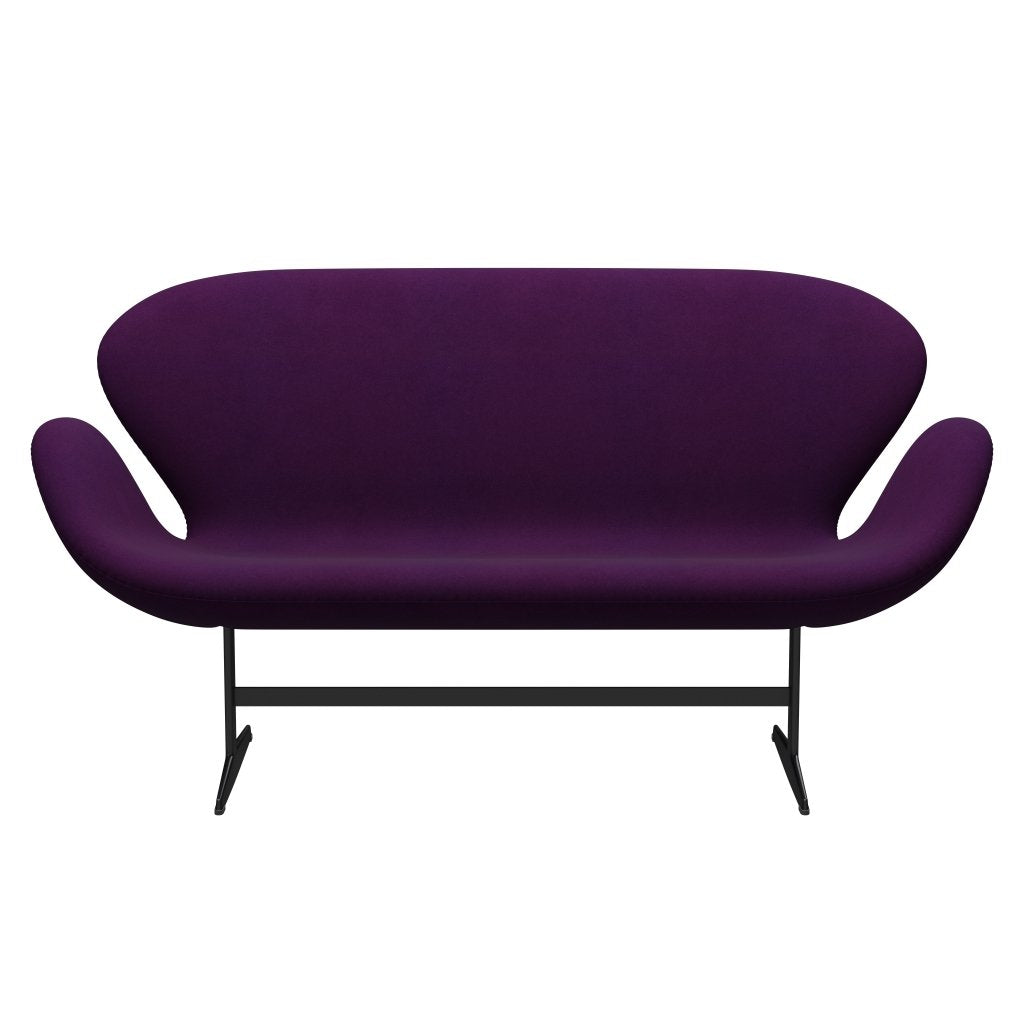 Fritz Hansen Swan Sofa 2-Sitzer, Schwarz Lackiert/Divina Violett (696)