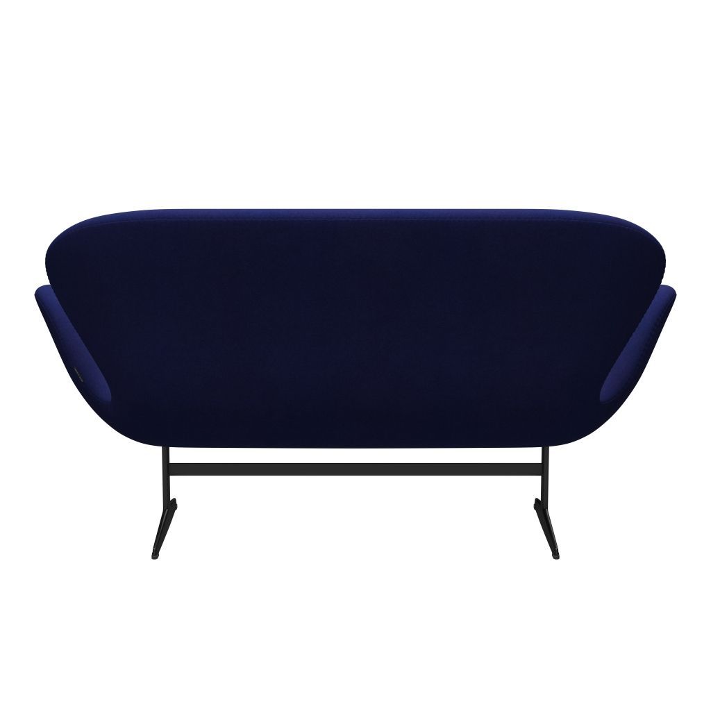 Fritz Hansen Swan Sofa 2-Sitzer, Schwarz Lackiert/Divina Violett Dunkel (684)