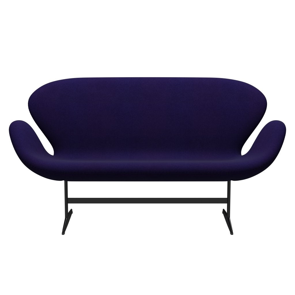 Fritz Hansen Swan Sofa 2 -zits, zwart gelakt/Divina Violet Dark (692)