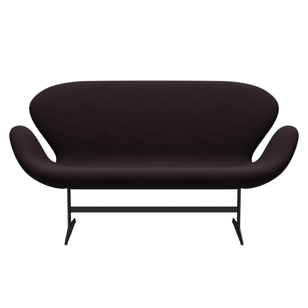 Fritz Hansen Swan Sofa 2 Sitzer, Schwarz Lackiert/Fame Braun (61108)