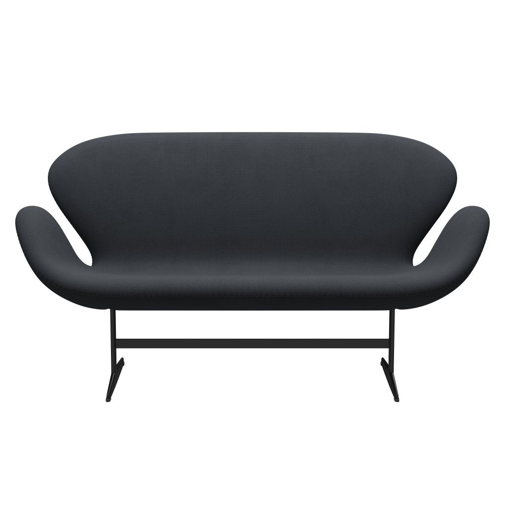 Fritz Hansen Swan Sofa 2 Sitzer, Schwarz Lackiert/Fame Grau (60003)