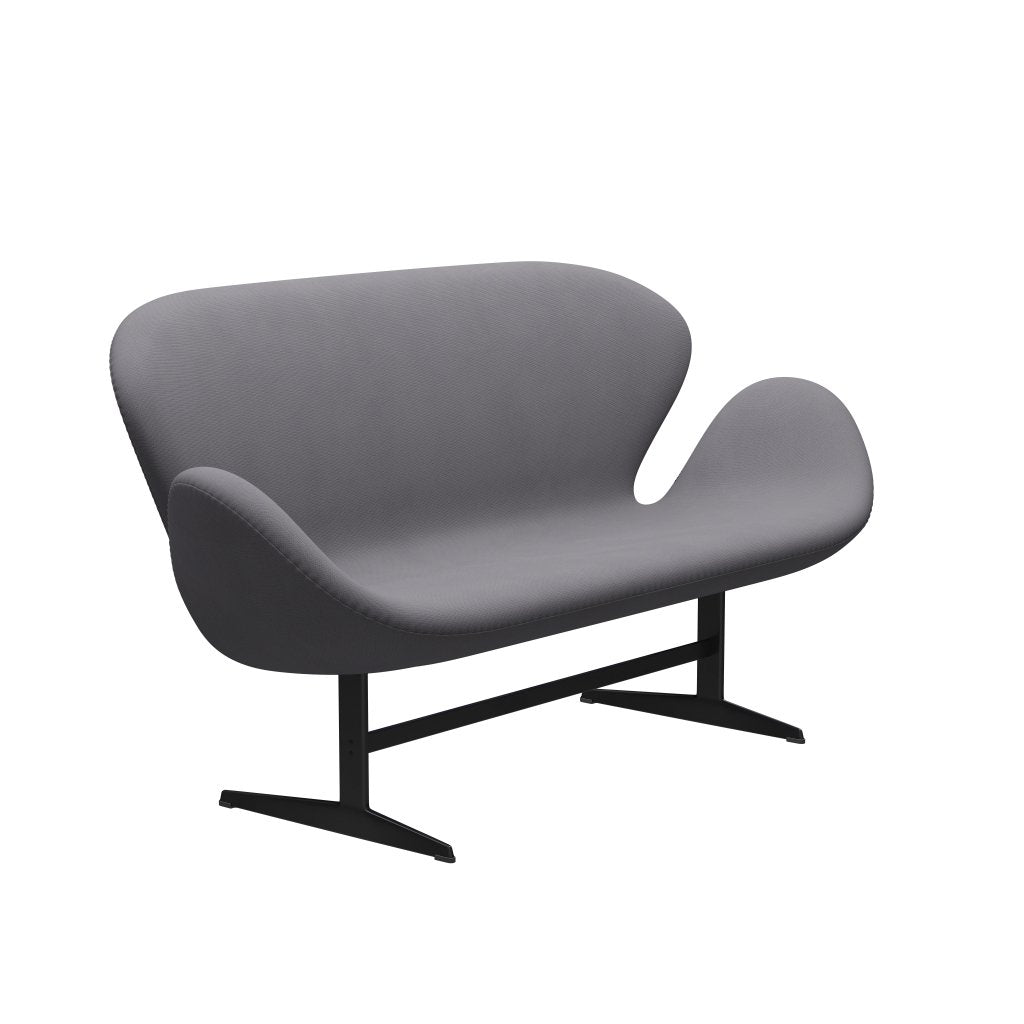 Fritz Hansen Swan Sofa 2 Sitzer, Schwarz Lackiert/Fame Grau (60078)