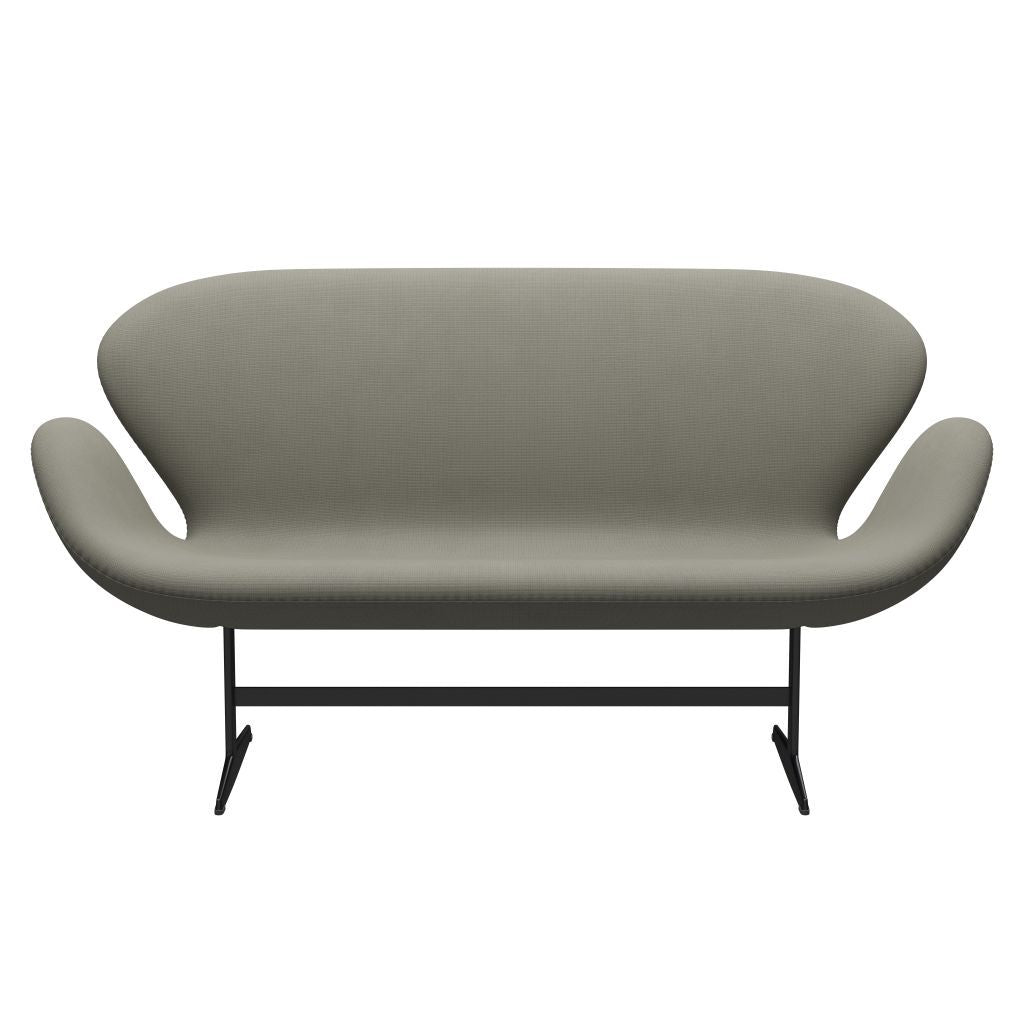 Fritz Hansen Swan Sofa 2 Sitzer, Schwarz Lackiert/Fame Grau (61136)