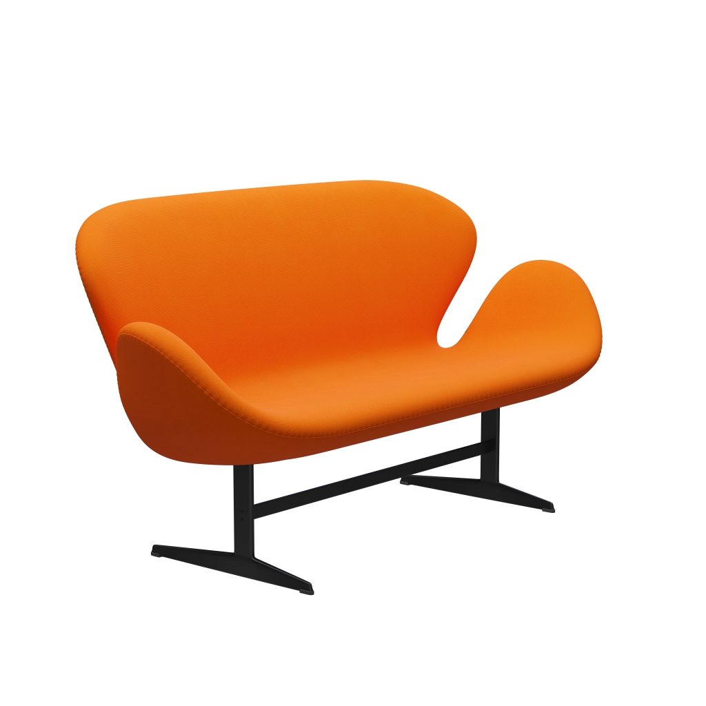 Fritz Hansen Swan Sofa 2 seters, svart lakket/berømmelse Orange (63077)