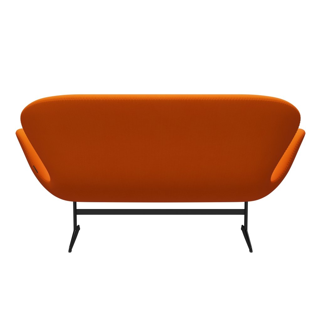 Fritz Hansen Swan Sofa 2-Sitzer, Schwarz Lackiert/Fame Orange (63077)