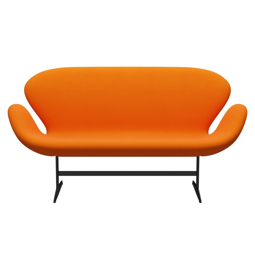 Fritz Hansen Swan Sofa 2-Sitzer, Schwarz Lackiert/Fame Orange (63077)