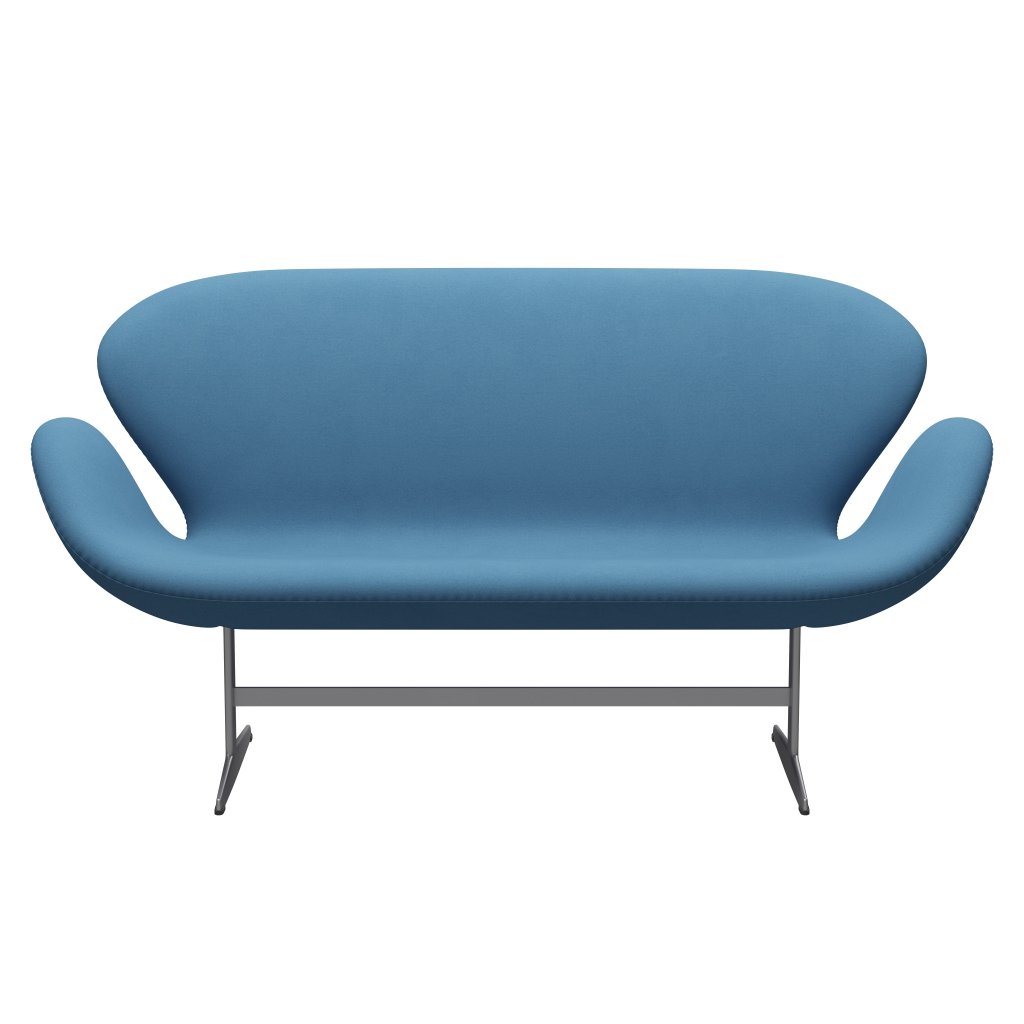 Fritz Hansen Swan Sofa 2 Seater, Silver Grey/Comfort Light Blue (01124)