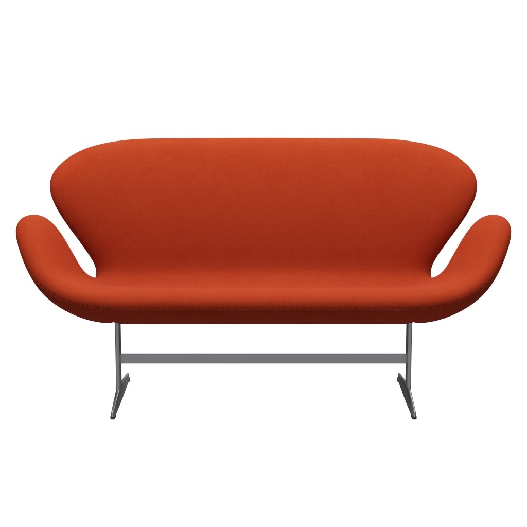 Fritz Hansen Swan Sofa 2 seters, sølvgrå/komfort rust rød (09055)