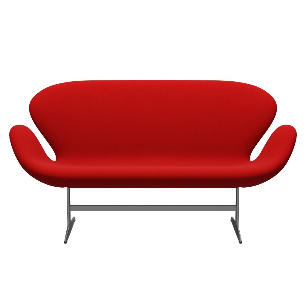 Fritz Hansen Canapé de cygne 2 places, gris argenté / Red Red (64003)