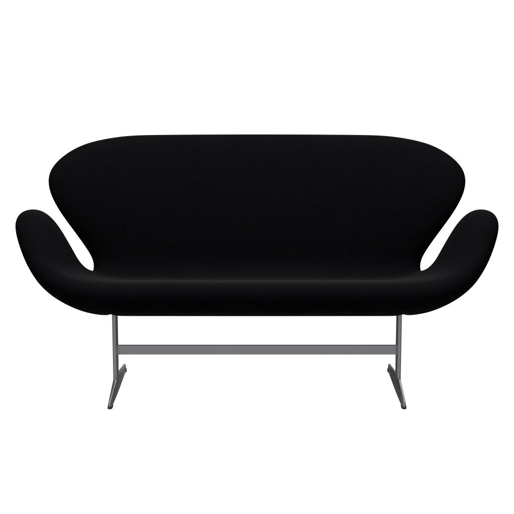 Fritz Hansen Swan Sofa 2 Seater, Silver Grey/Comfort Black (00050)