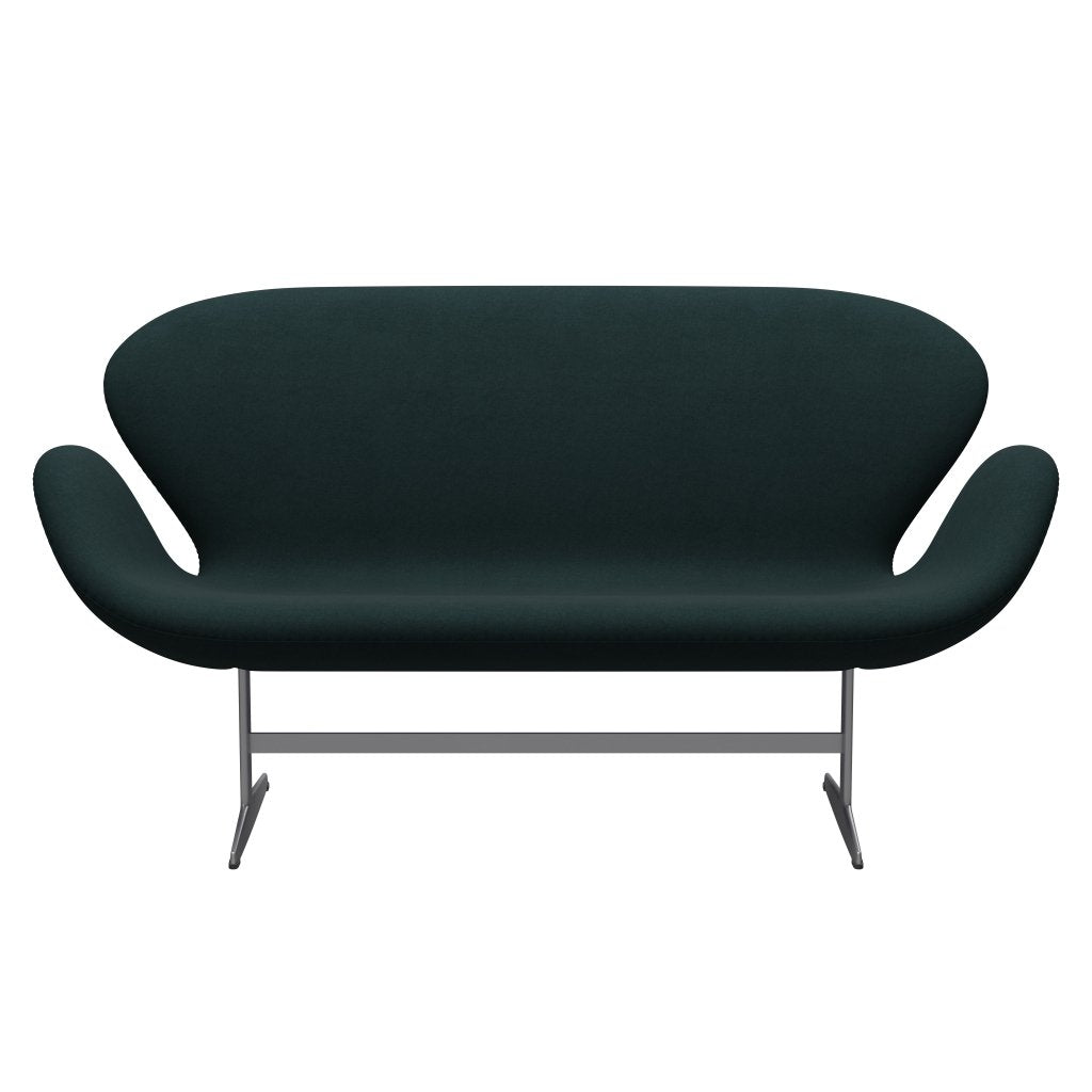 Fritz Hansen Swan Sofa 2-Sitzer, Silbergrau/Divina Dunkelgrün (886)