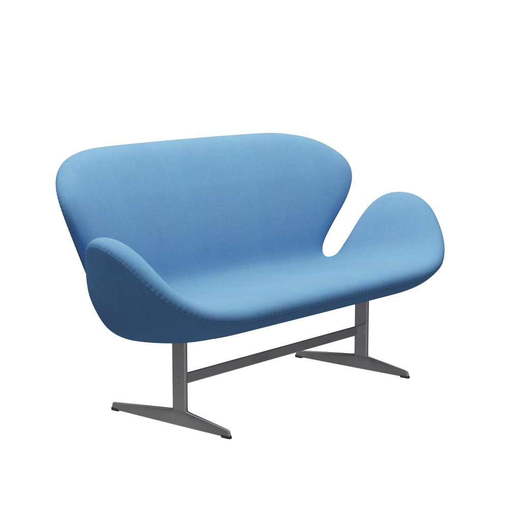 Fritz Hansen Canapé de cygne 2 places, gris argenté / divina bleu clair (712)