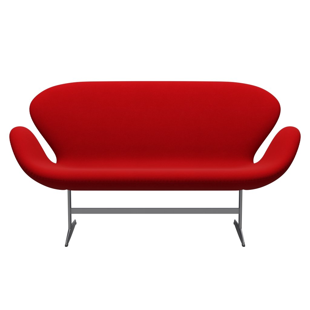 Fritz Hansen Swan Sofa 2-Sitzer, Silbergrau/Divinarot (623)