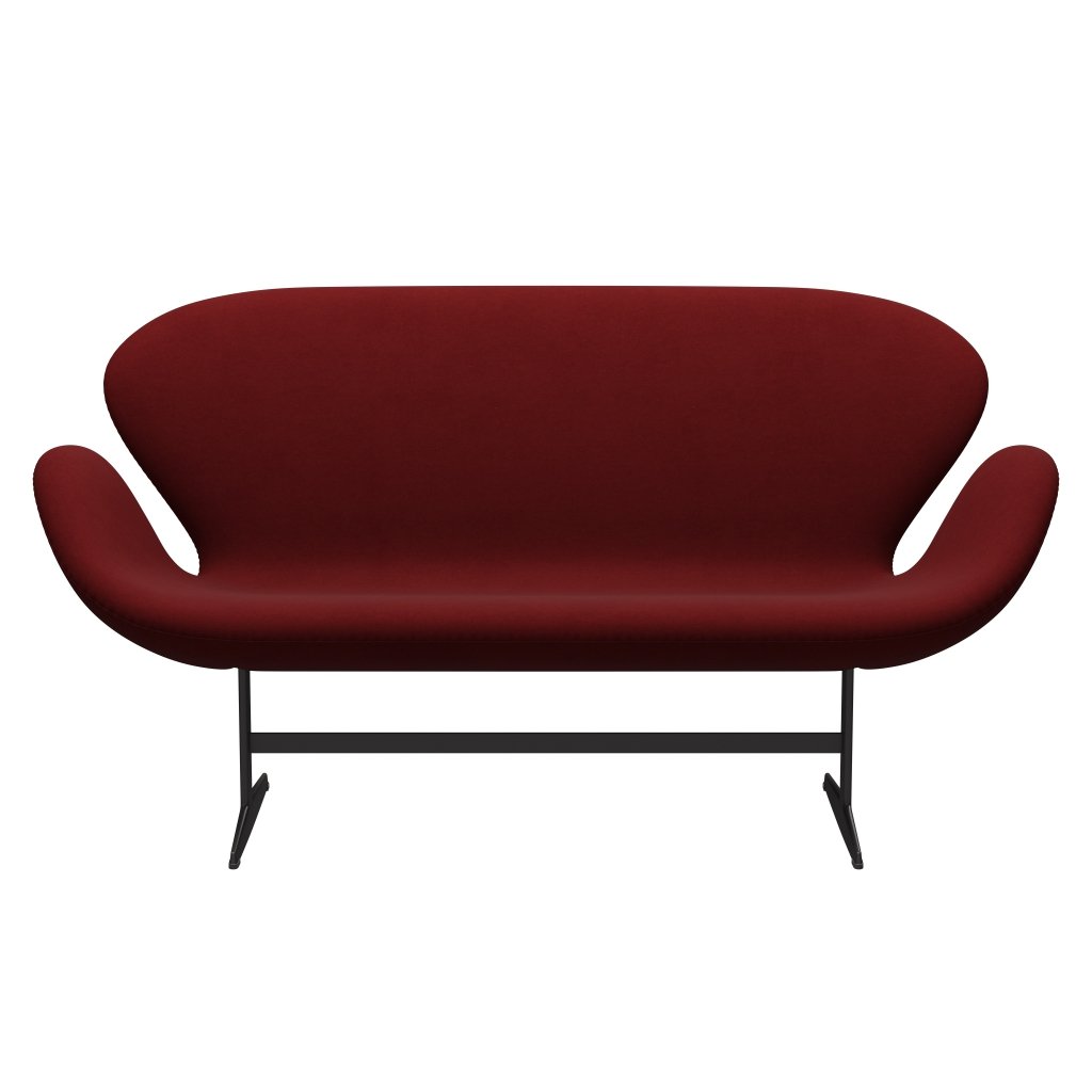 Fritz Hansen Swan divano 2 posti, grafite calda/comfort rosso scuro (01153)