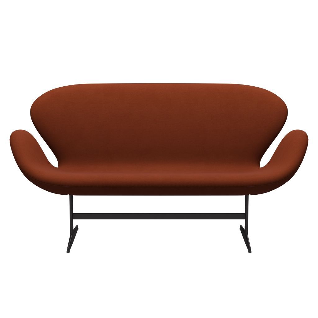 Fritz Hansen Canapé de cygne 2 places, graphite chaud / confort rouge foncé (61018)