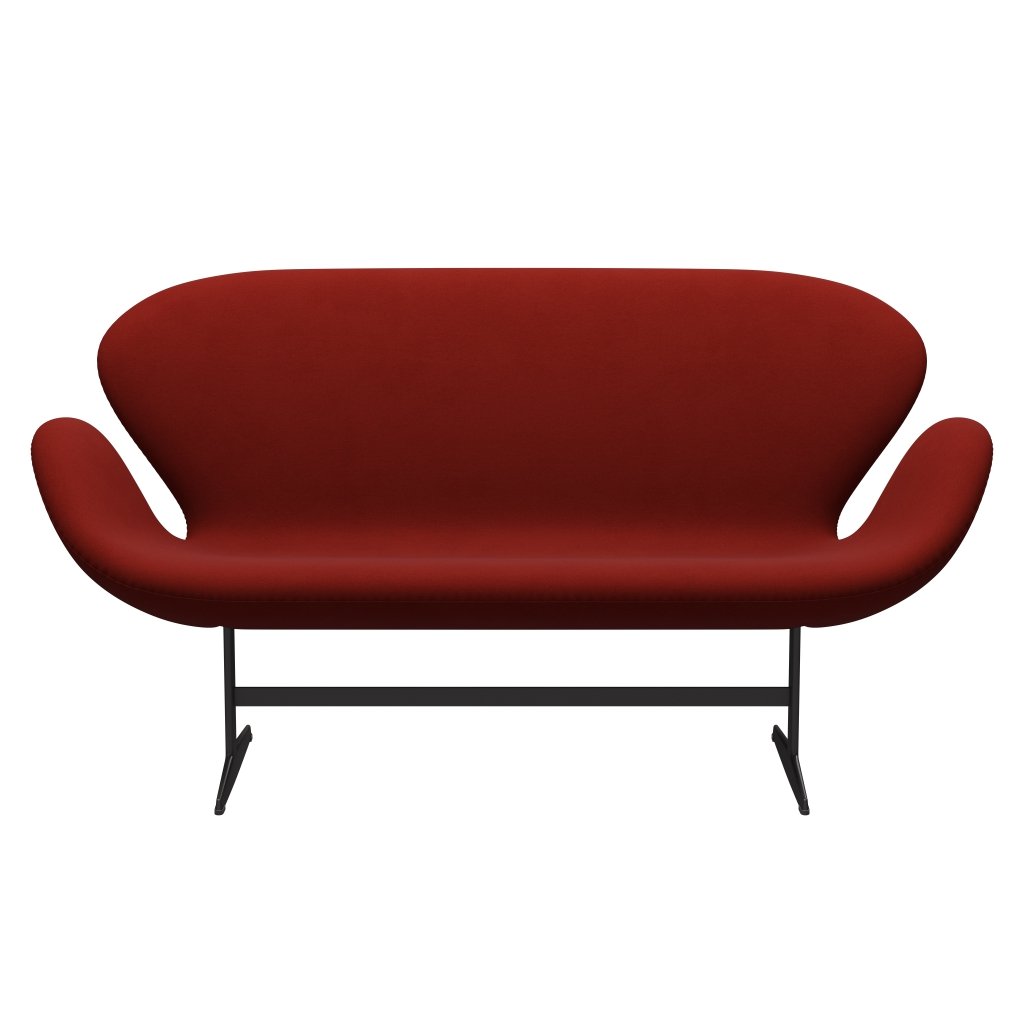 Fritz Hansen Swan沙发2座位，温暖的石墨/舒适锈红色（00028）
