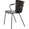 Fritz Hansen VICO -Duo VM111 Stuhl mit Armlehnenpulverbeschichteter, schwarze Asche