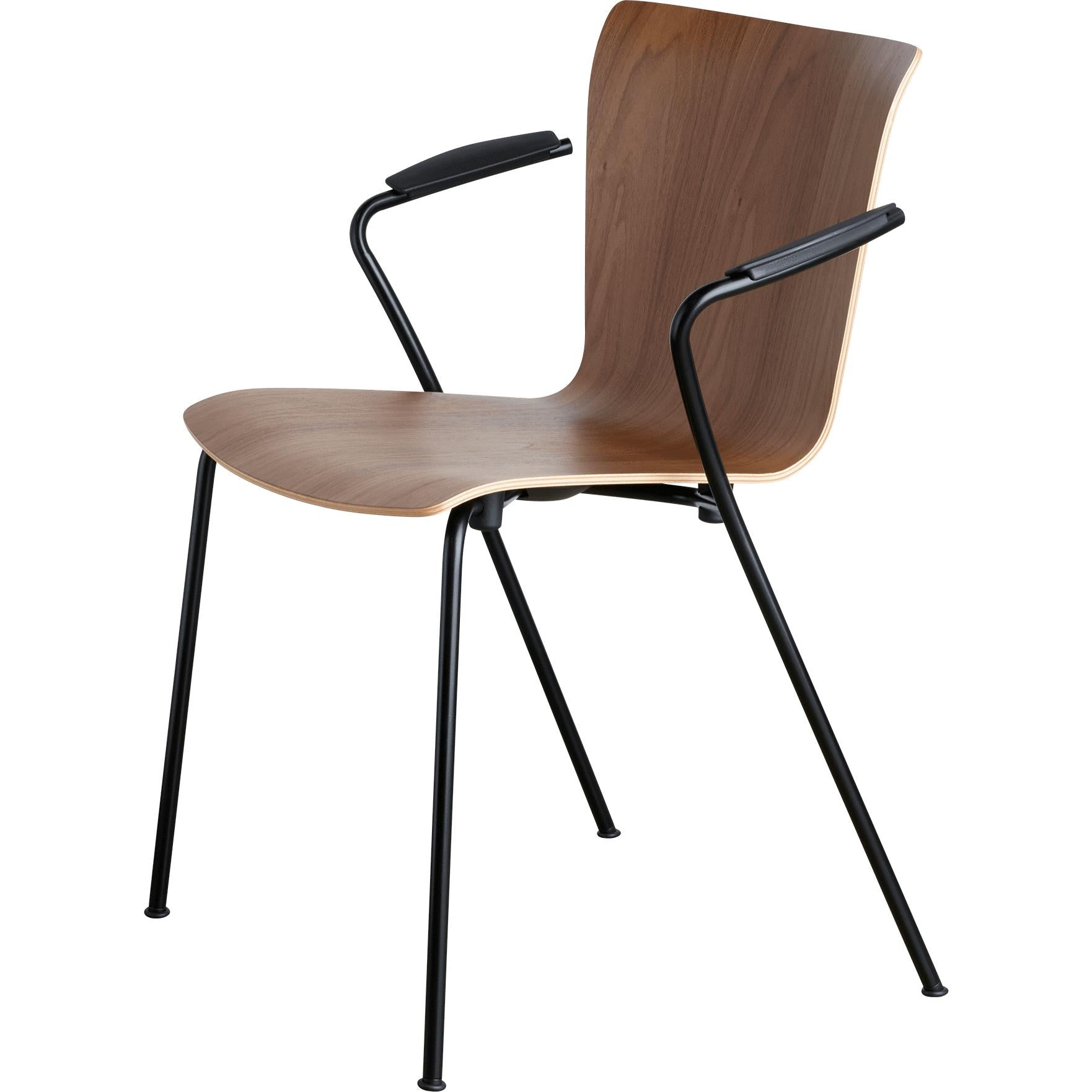 Sedia Fritz Hansen Vico Duo VM111 con telaio rivestito in polvere di bracciolo, noce