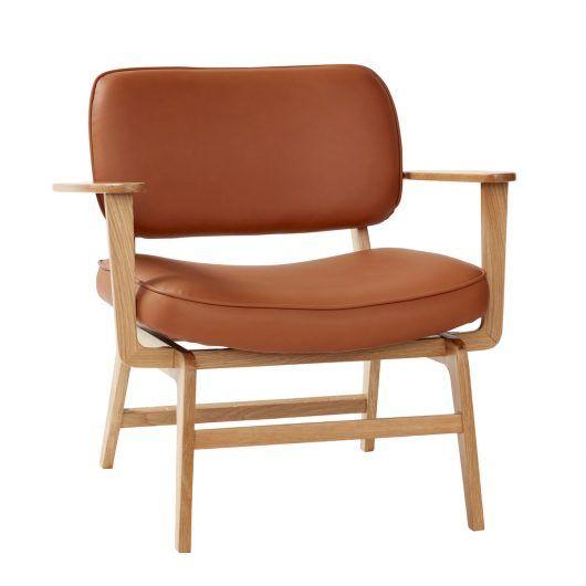 Hübsch Haze Lounge Chair Microfiber/Oak FSc Oeko Tex Natural/Brown