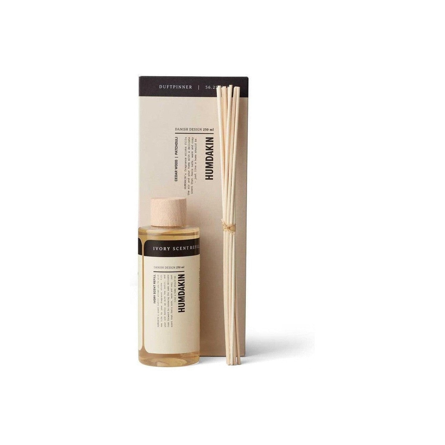 Humdakin Fragrance Diffuse Recharge Set Ivory Sticks et Huile, 250 ml