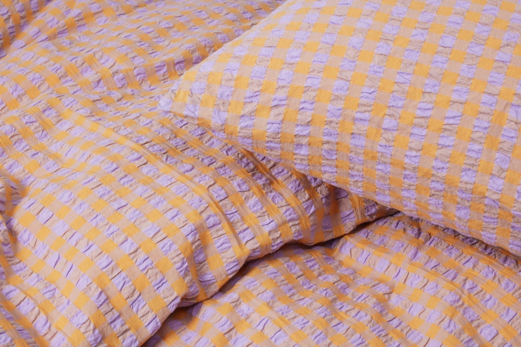 Juna Bæk & Bølge seng lin 140x220 cm, lavendel blå/fersken