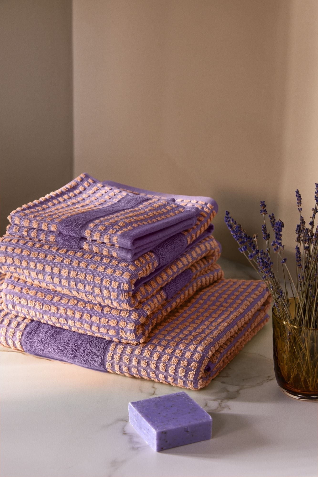 朱娜检查毛巾50x100厘米，紫色