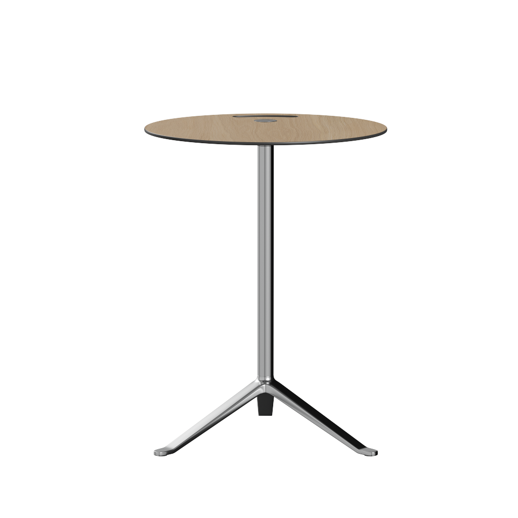 Fritz Hansen Ks12 Little Friend Table, Polished Aluminium/Oak Laminate