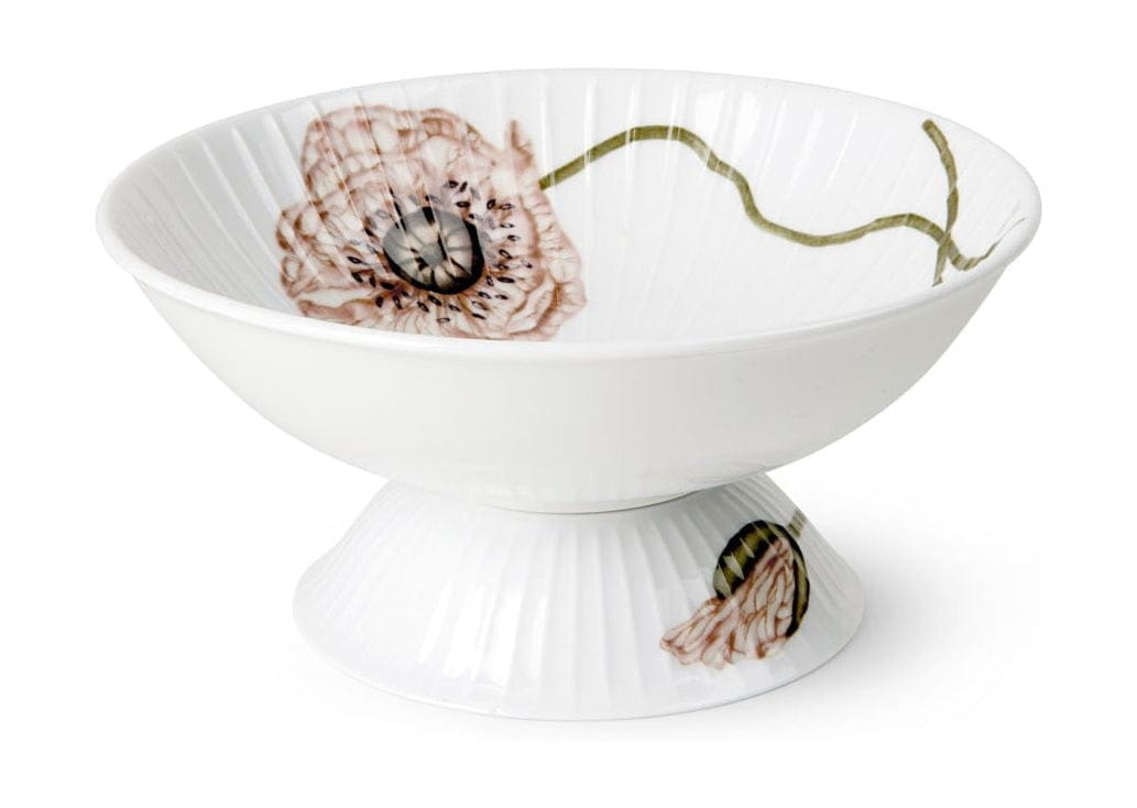Kähler Hammershøi Poppy Bowl på fot Ø16 cm, hvit med dekorasjon