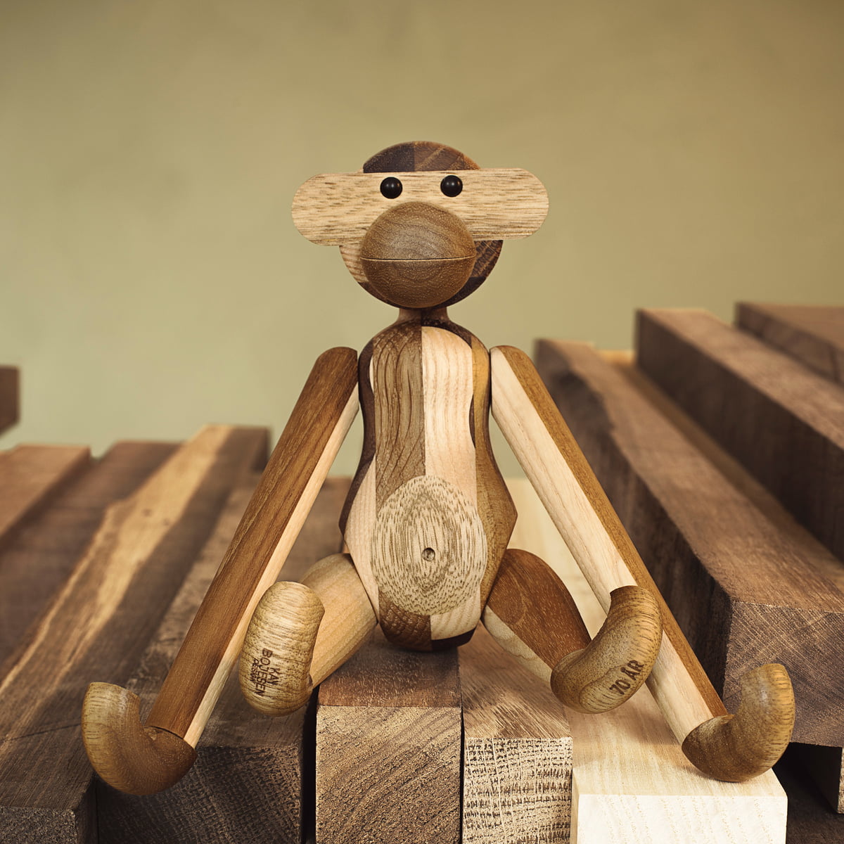 Kay Bojesen Monkey重新设计的混合木材，Mini
