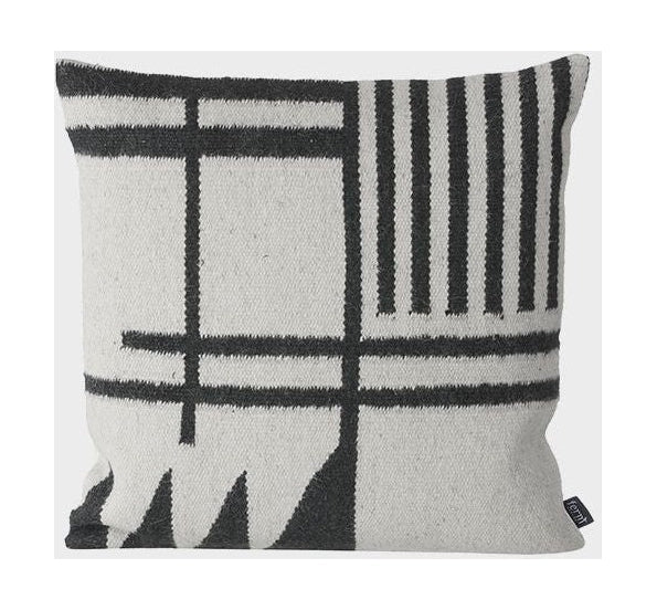 Ferm Living Couverture de coussin Kelim, lignes noires