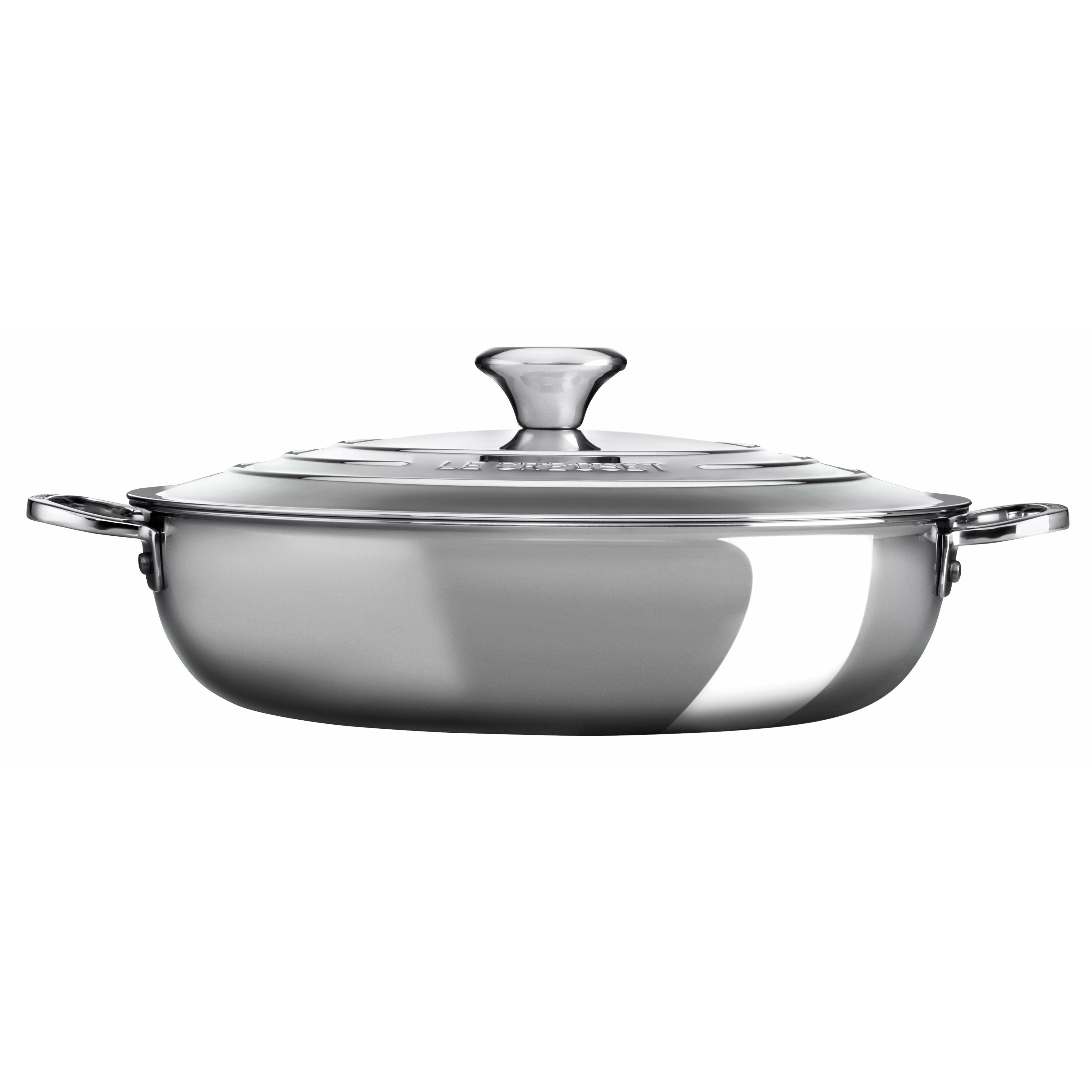 Le Creuset Signature Edelstahl flacher Auflauf 4,8 l mit Deckel