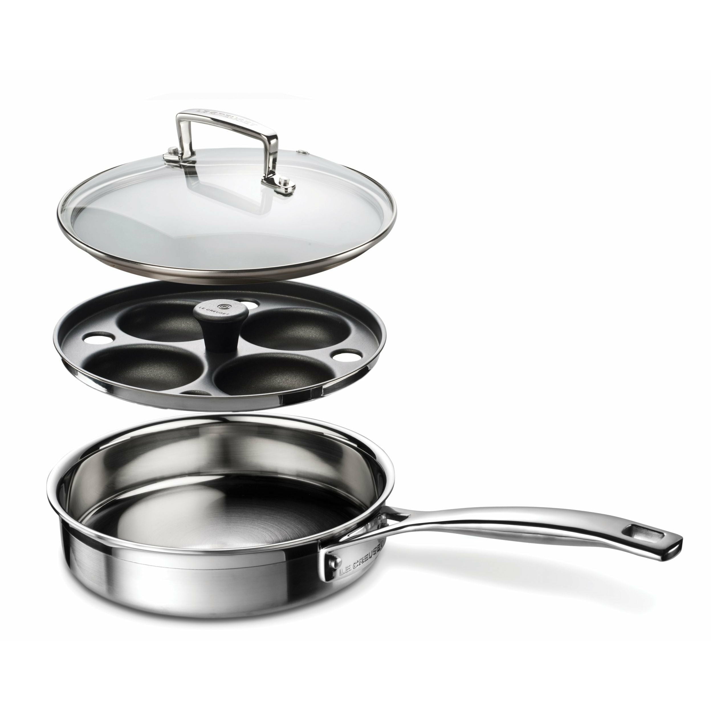 Le Creuset 3 pli Sauté Pan avec insert de braconnage, 20 cm