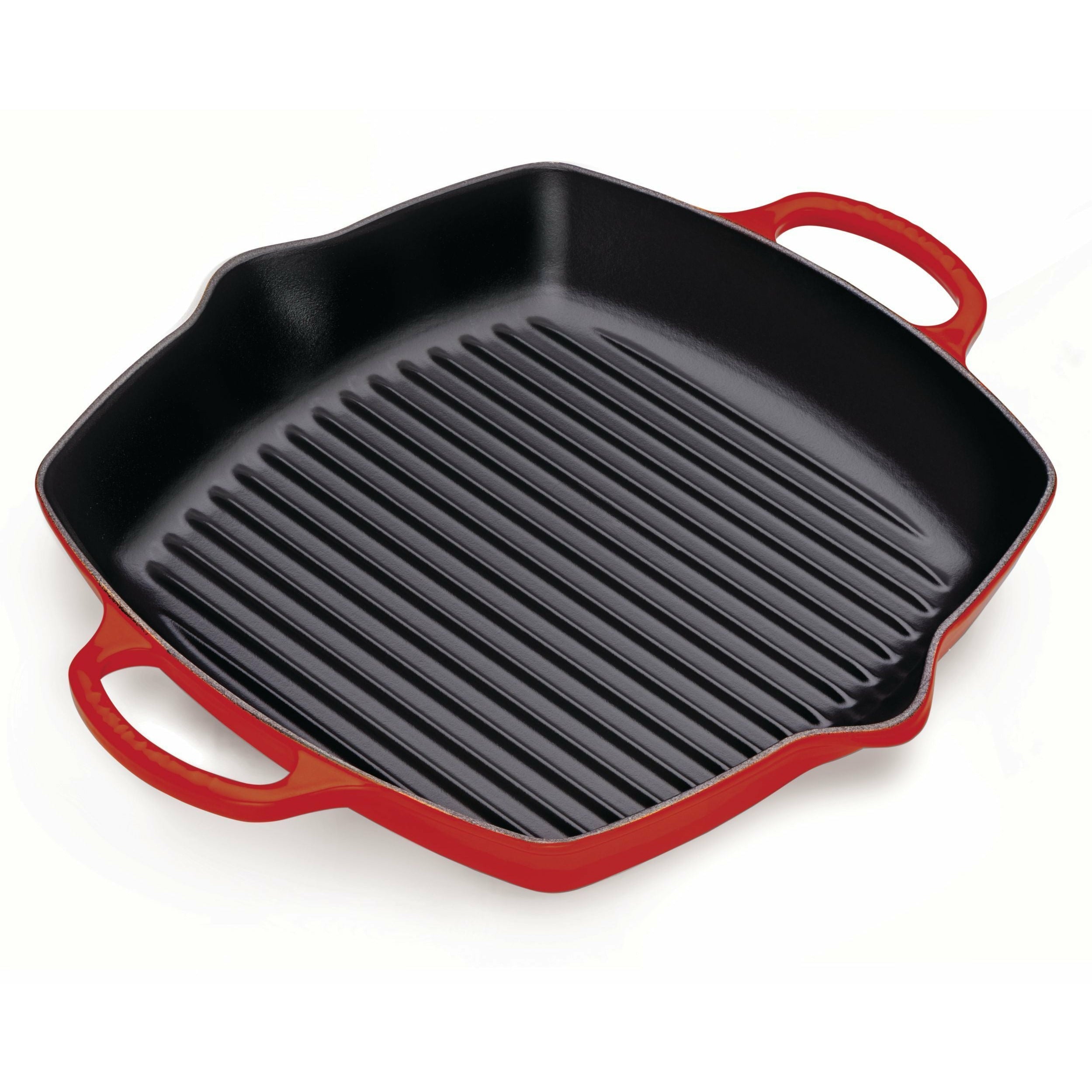 Le Creuset Nature High Square Grill Pan 30厘米，樱桃红色