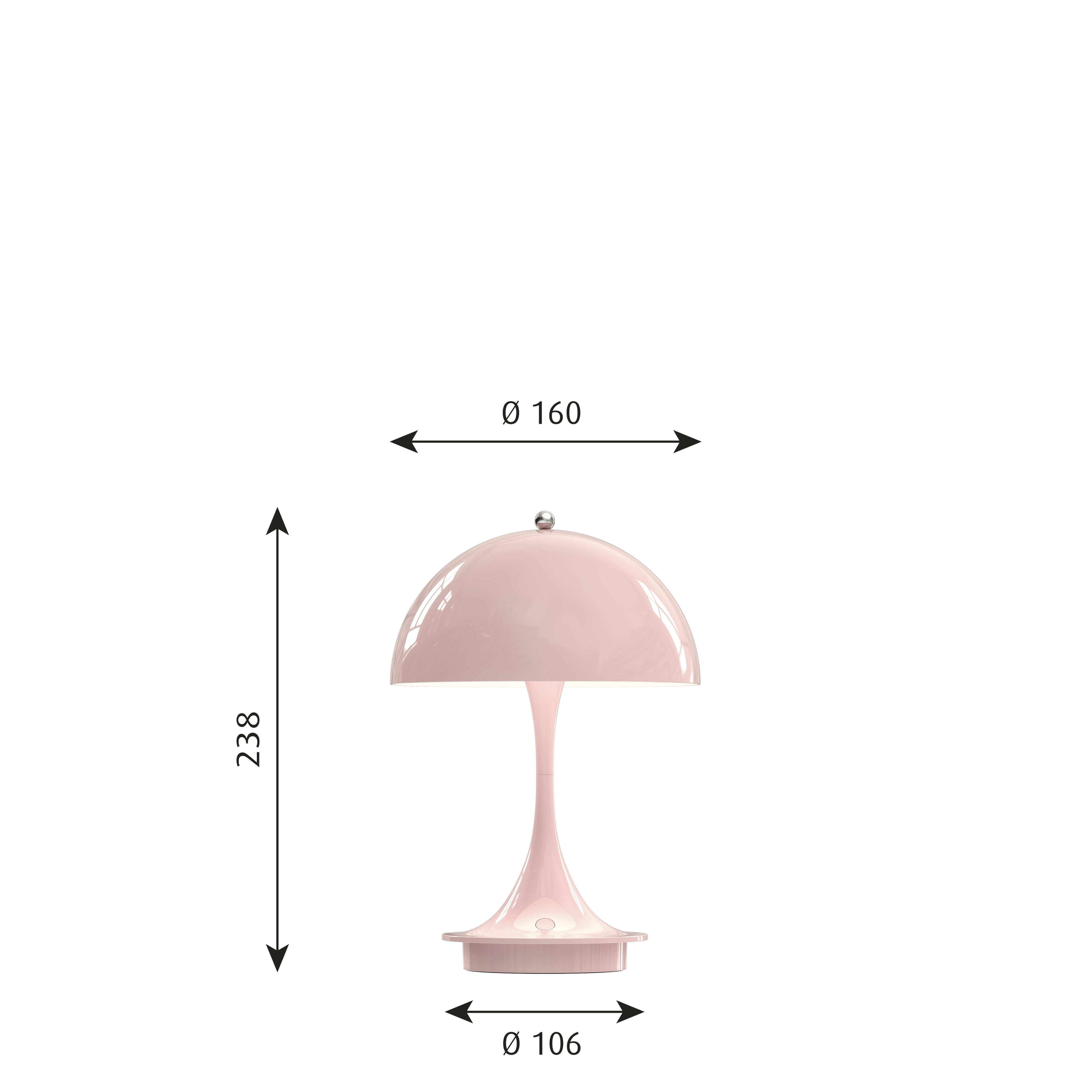 Louis Poulsen Panthella 160 Tragbare Tischlampe LED 27 K V2, Pale Rose