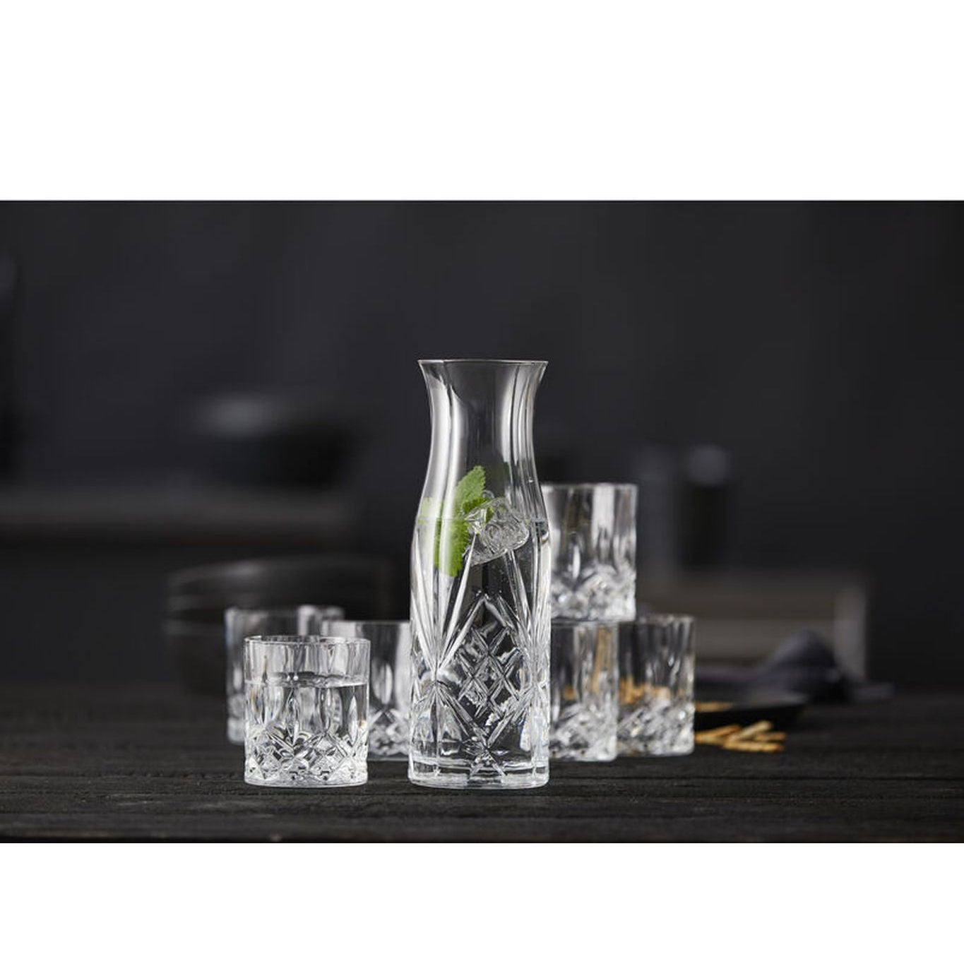 Lyngby Glas Krystal Glass Set 6 Lounge Glasses 31 Cl + 1 Carafe 1 L