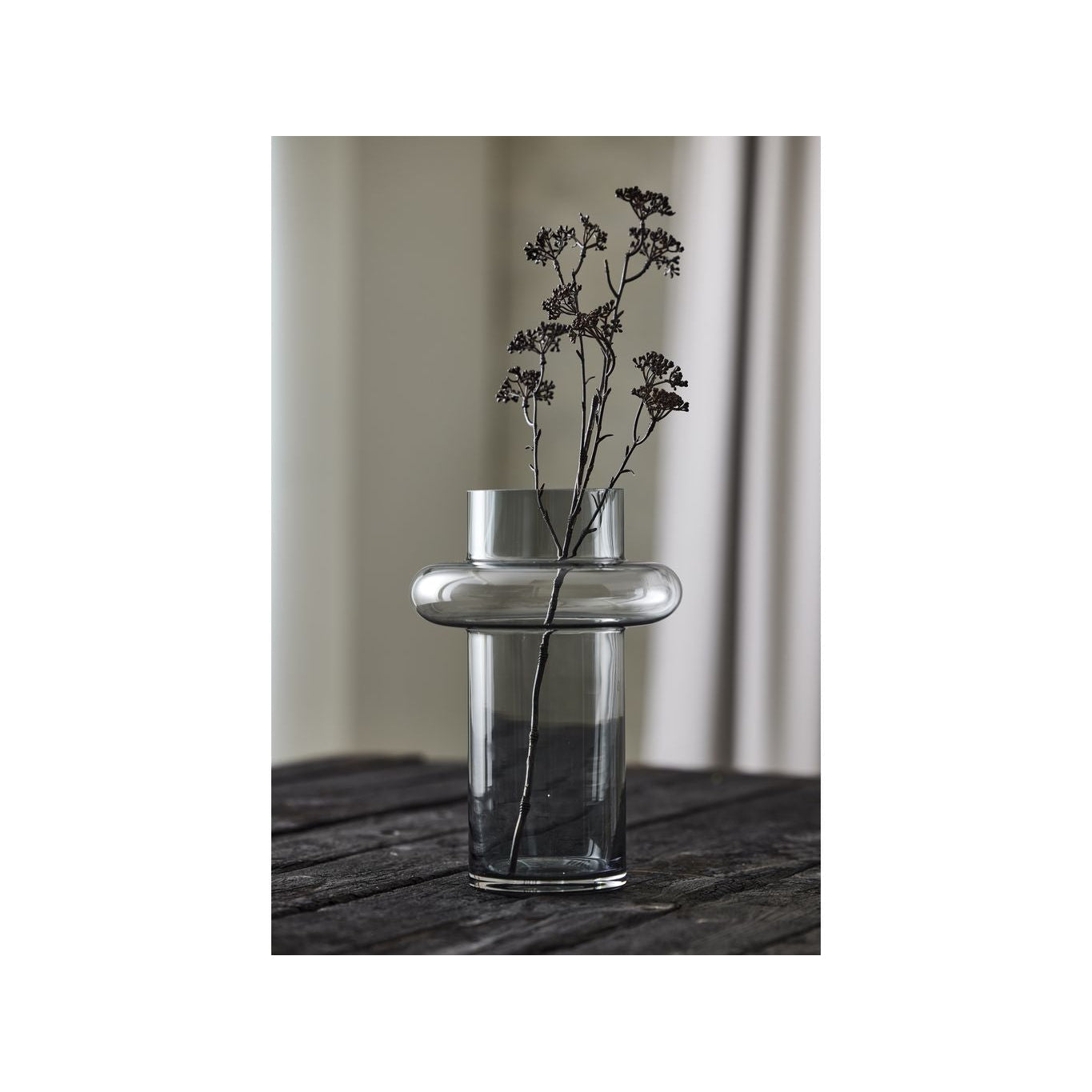 Lyngby Glas Tube Vase H: 30 cm, røyk