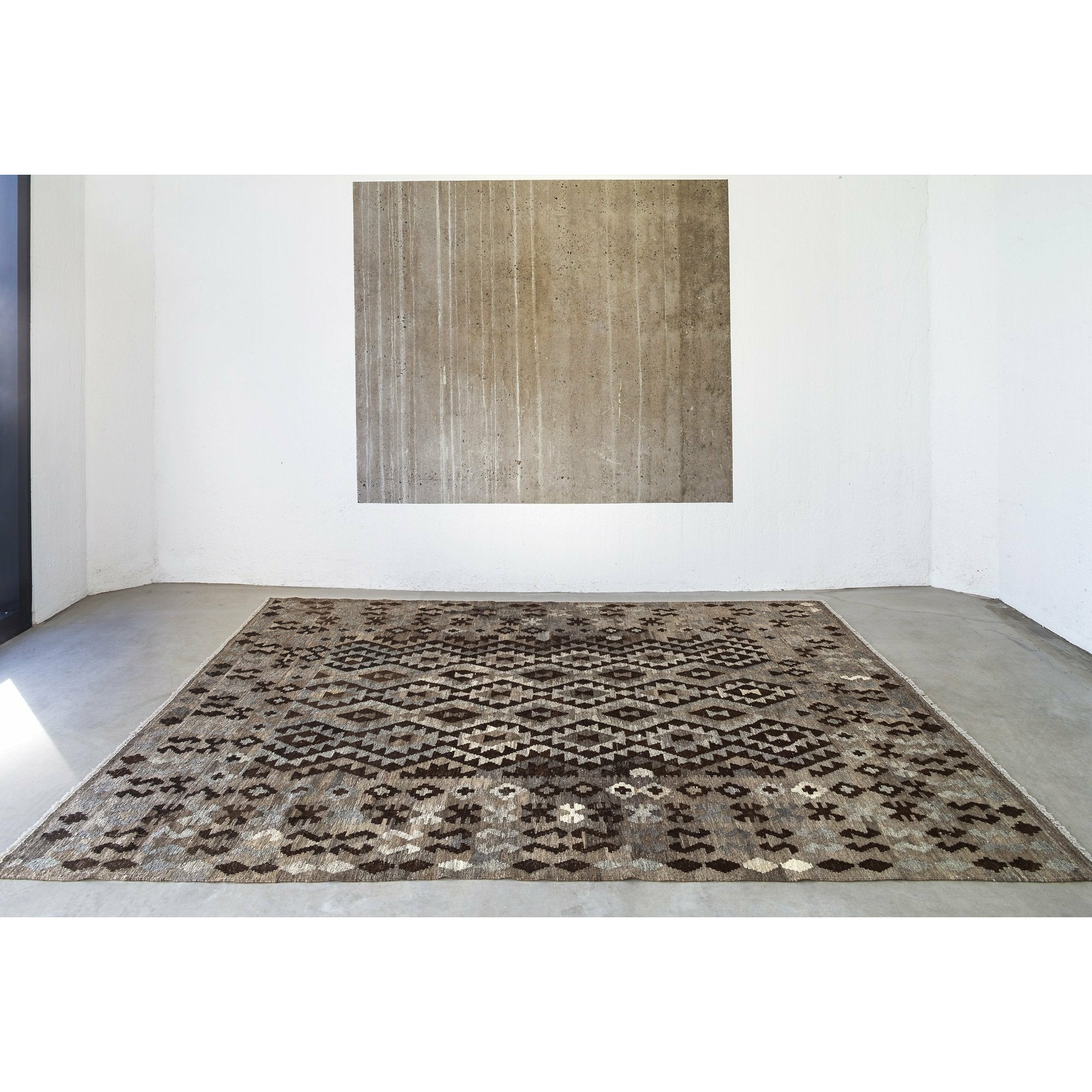Massimo Kelim地毯自然深灰色/棕色/黑色，170x240厘米