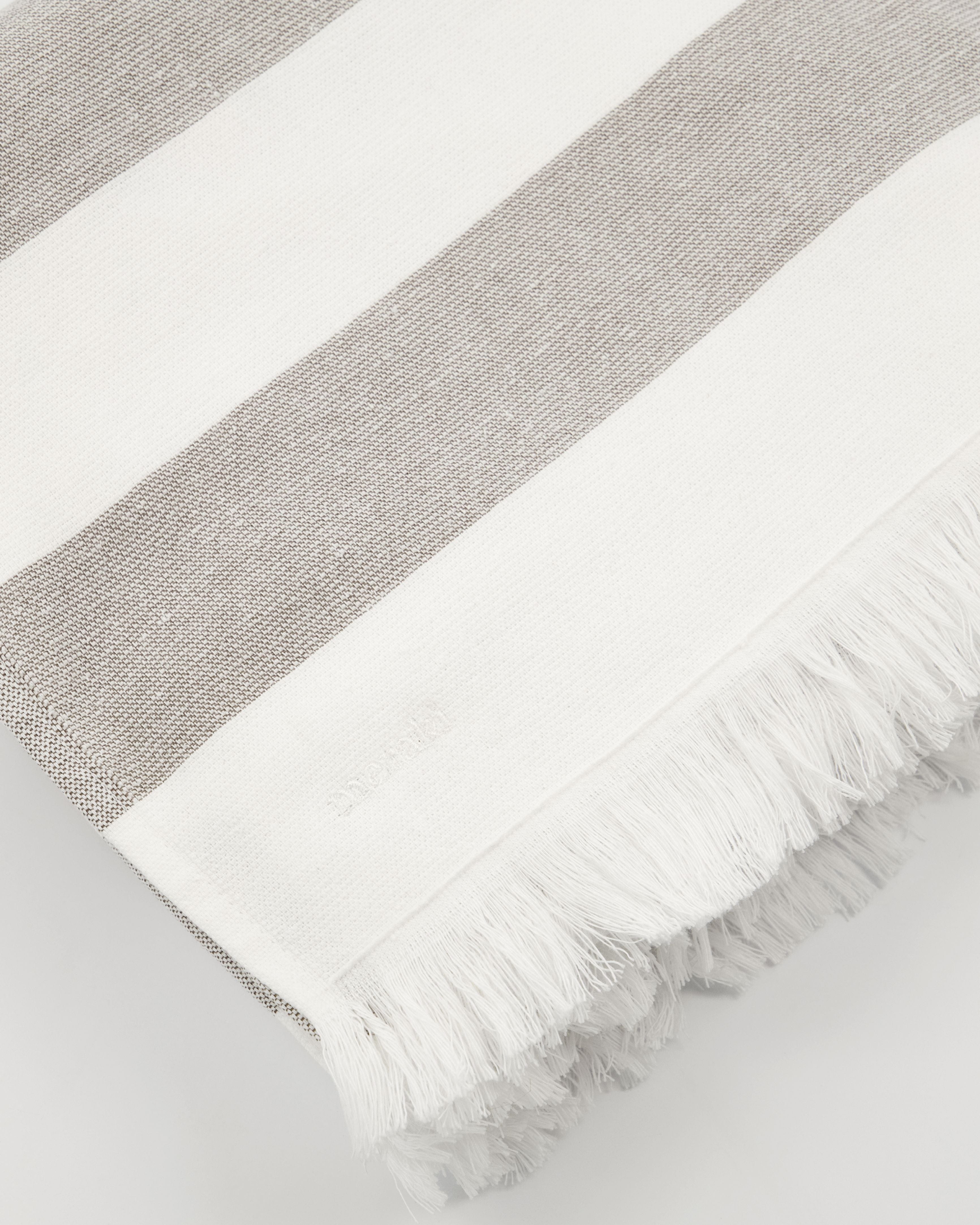 Meraki Barbarum asciugamano 100x180 cm, strisce bianche e marroni