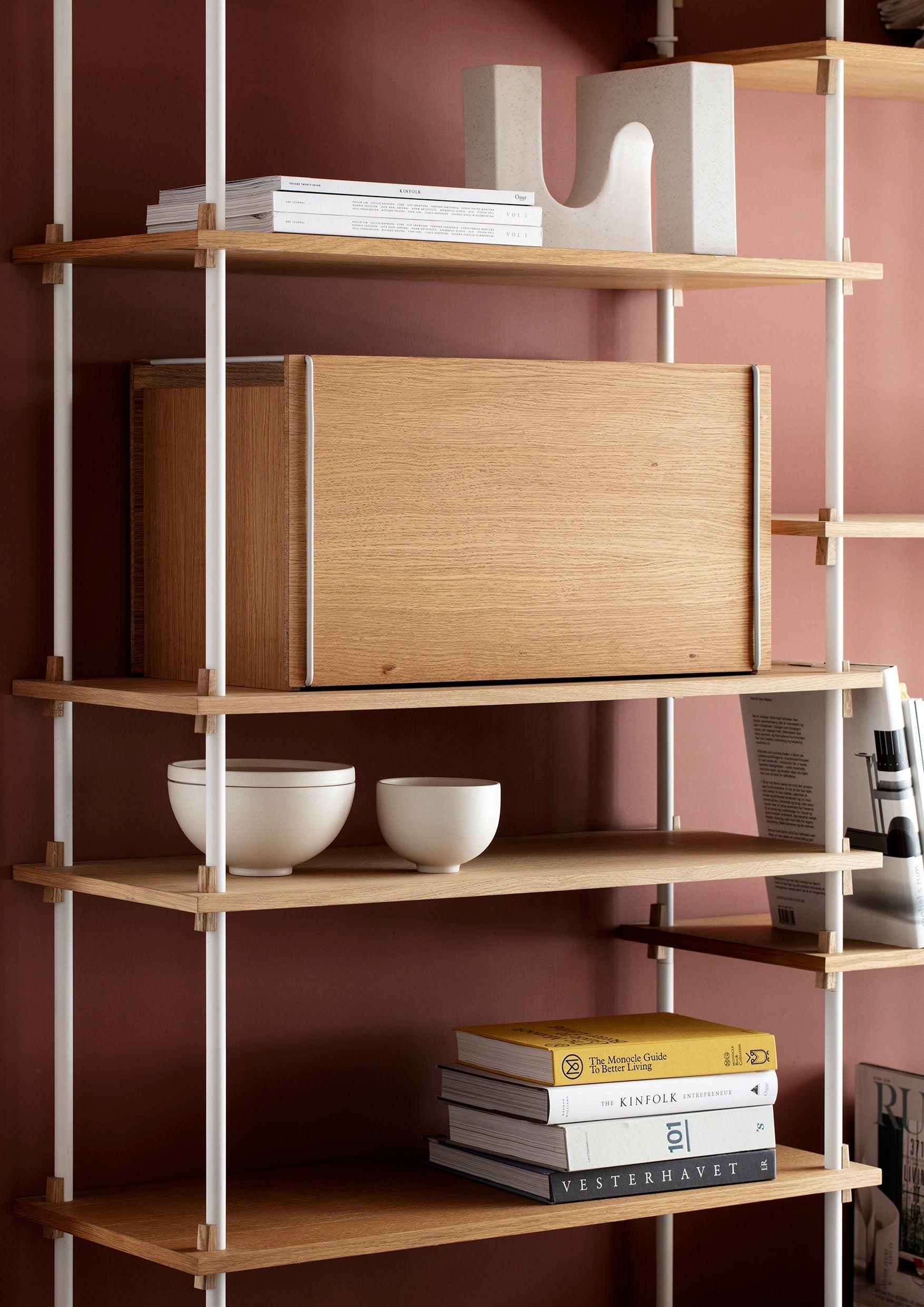 Moebe Shelving System S.255.1.B, Oak/White