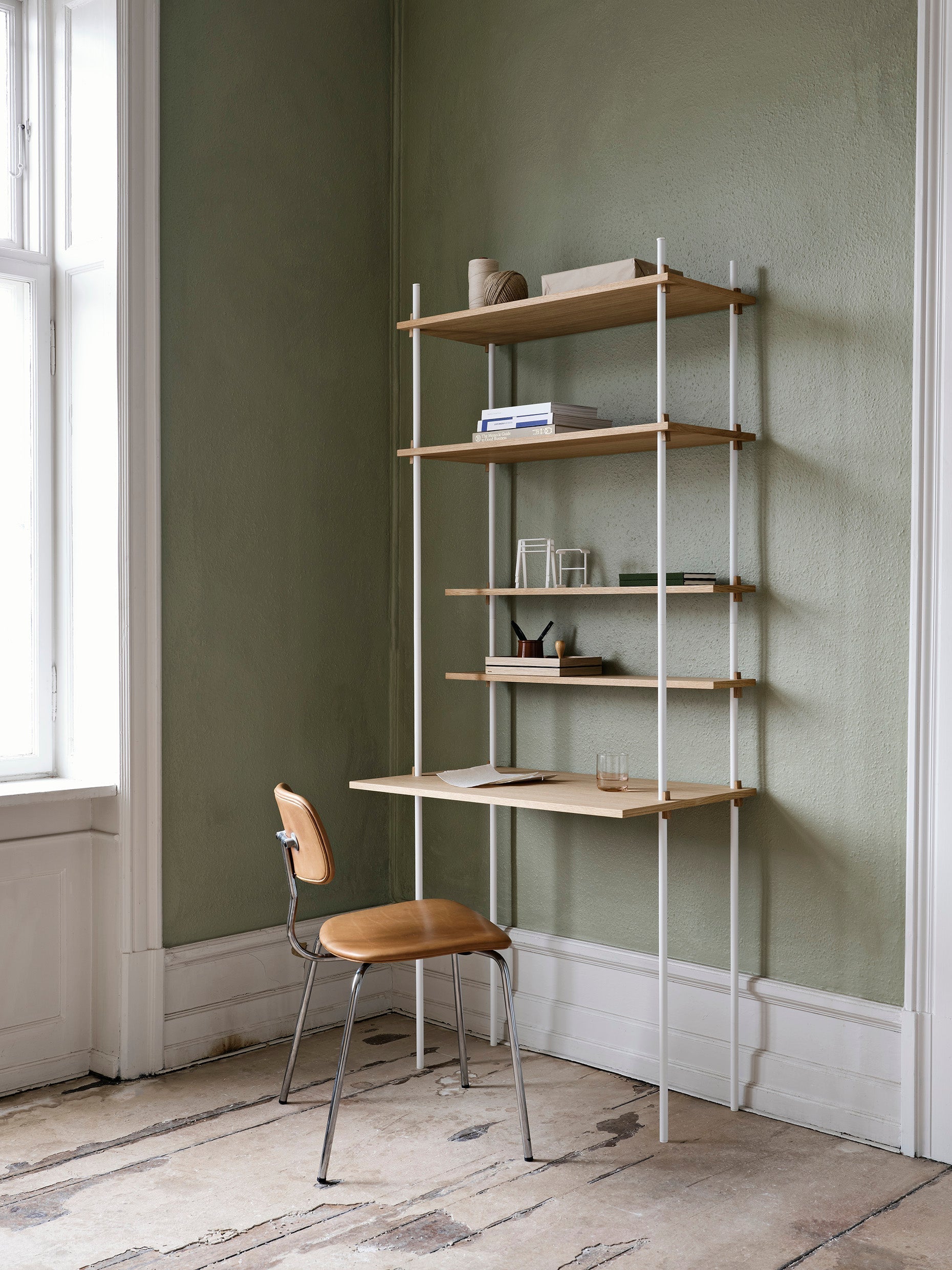 Moebe Shelving System S.255.1.B, Oak/White