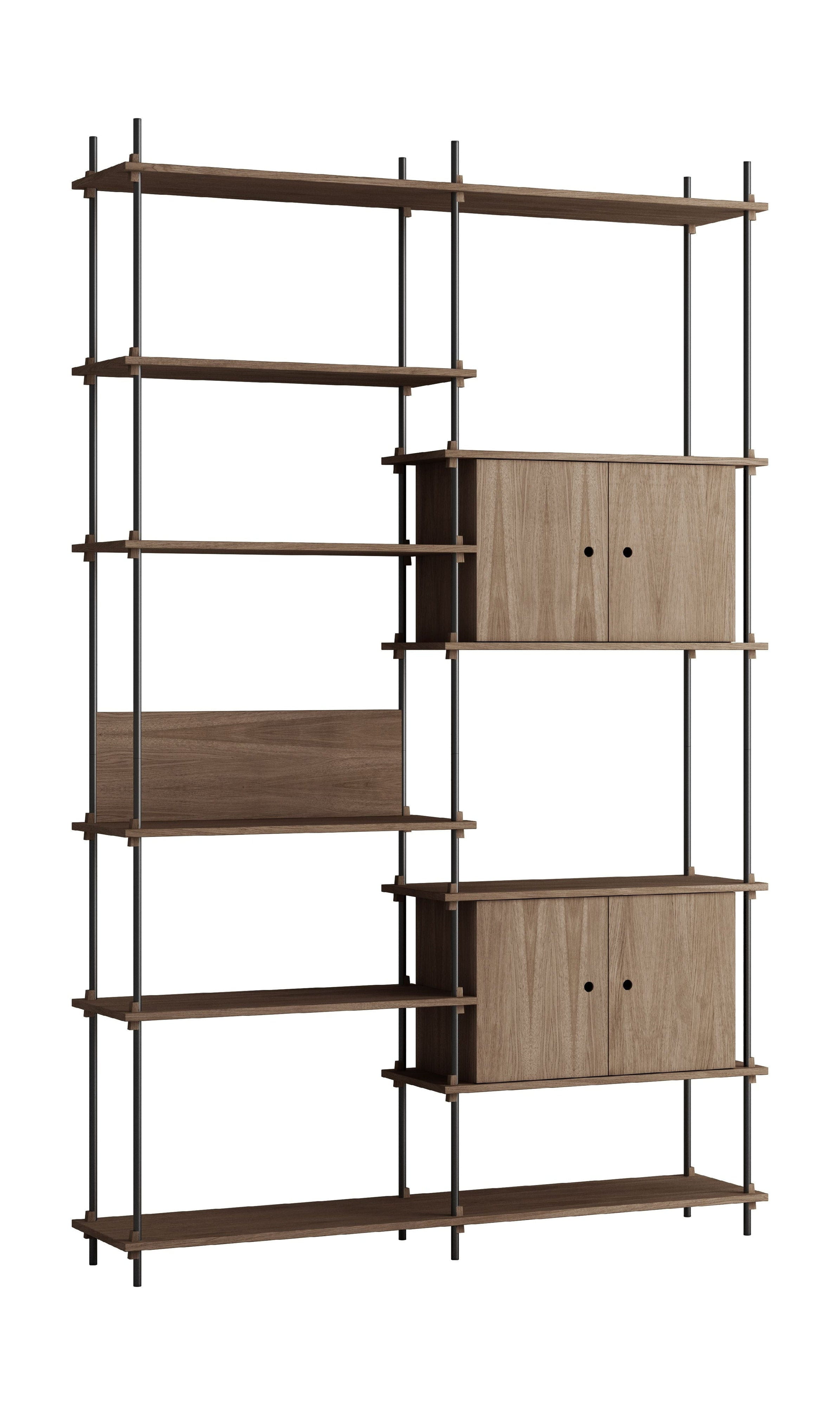 Moebe Shelving System S.255.2.C, Smoked Oak/Black