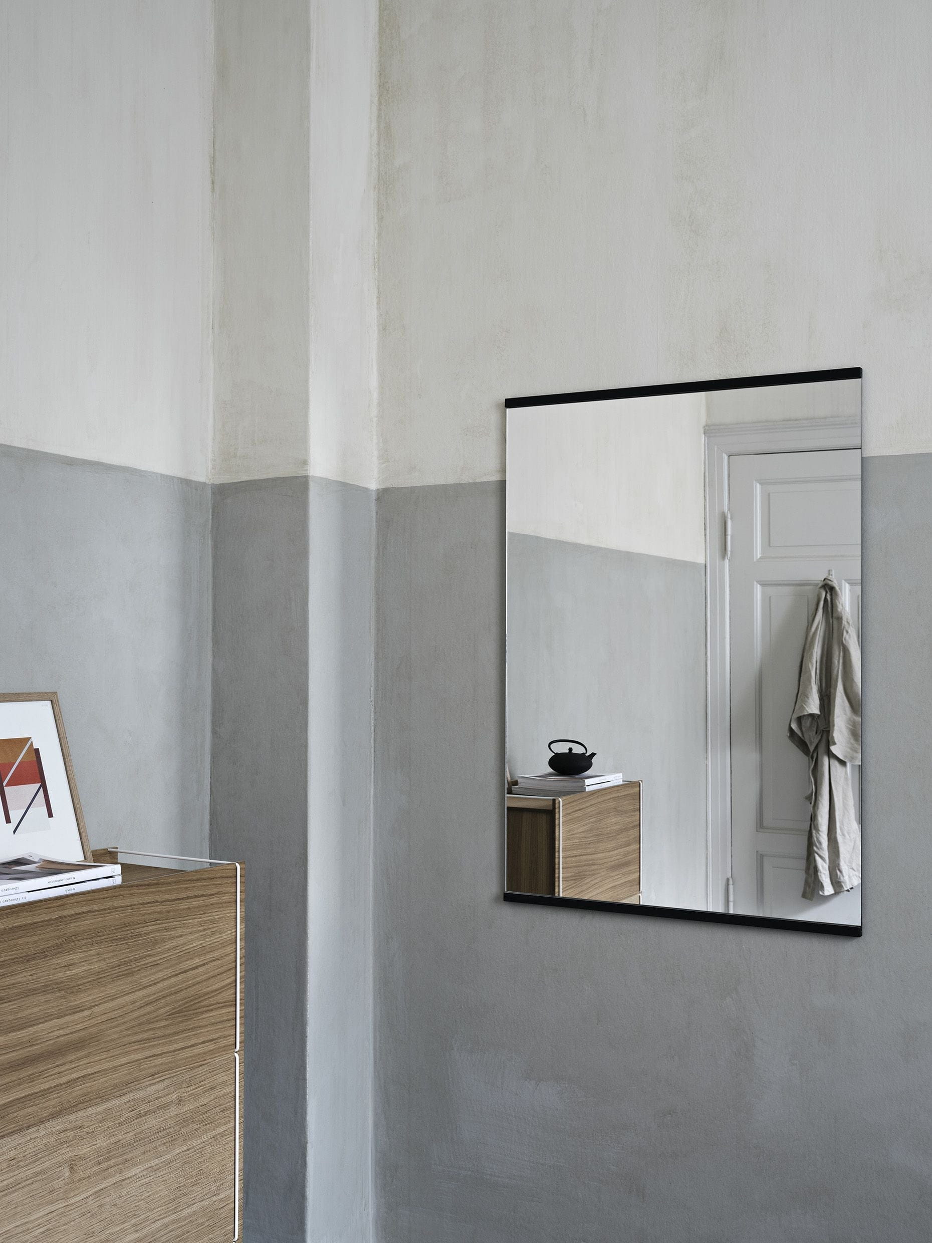 Moebe Mirror de pared rectangular 71,9x50 cm, negro